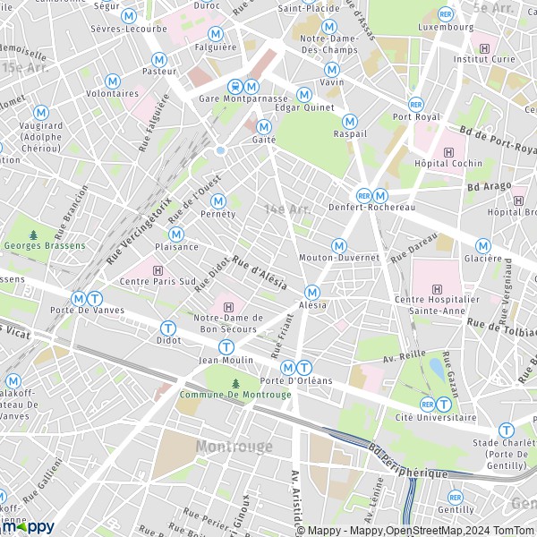 La carte pour la ville de 14e Arrondissement, Paris