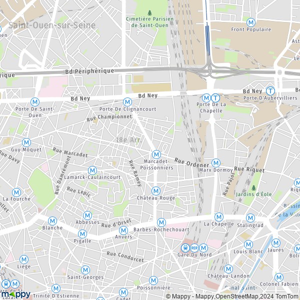 La carte pour la ville de 18e Arrondissement, Paris