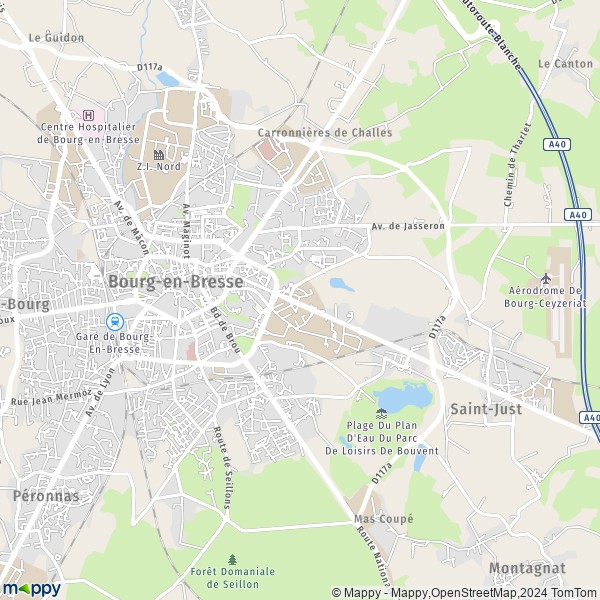 La carte pour la ville de Bourg-en-Bresse 01000