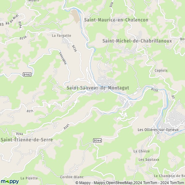La carte pour la ville de Saint-Sauveur-de-Montagut 07190