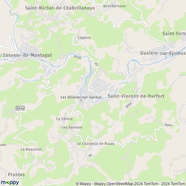 La carte pour la ville de Les Ollières-sur-Eyrieux 07360