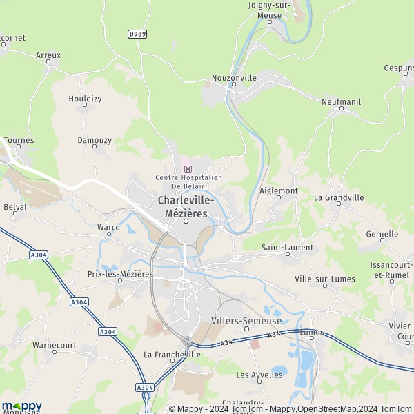 La carte pour la ville de Charleville-Mézières 08000