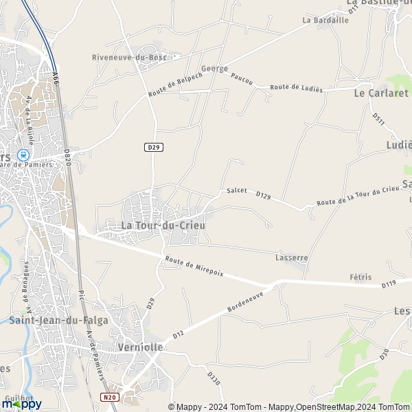 La carte pour la ville de La Tour-du-Crieu 09100