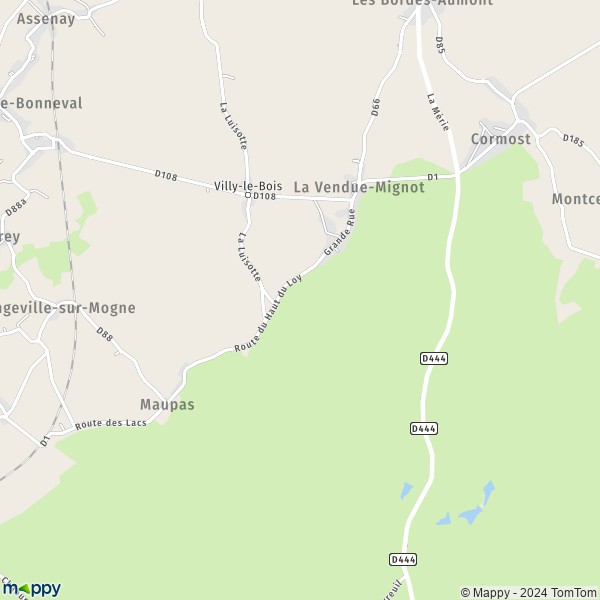 La carte pour la ville de La Vendue-Mignot 10800