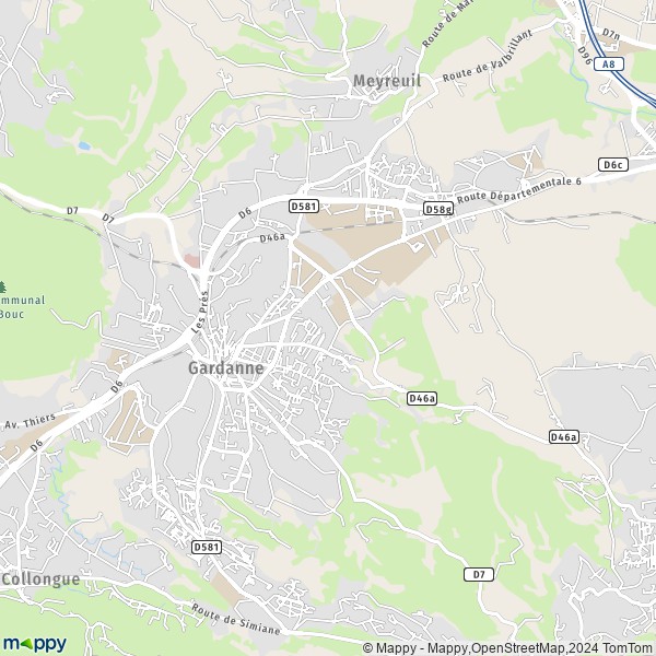 La carte pour la ville de Gardanne 13120