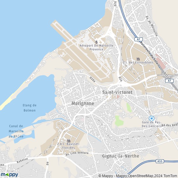 La carte pour la ville de Marignane 13700