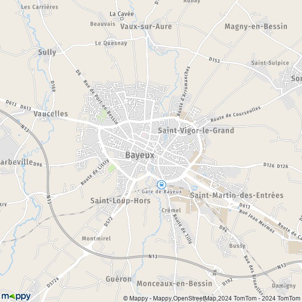 La carte pour la ville de Bayeux 14400