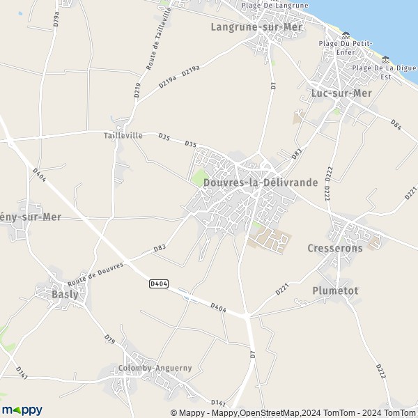 La carte pour la ville de Douvres-la-Délivrande 14440
