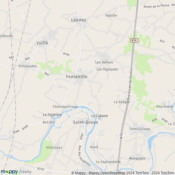 La carte pour la ville de Fontenille 16230