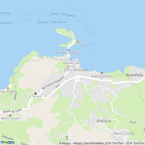 La carte pour la ville de L'Île-Rousse 20220
