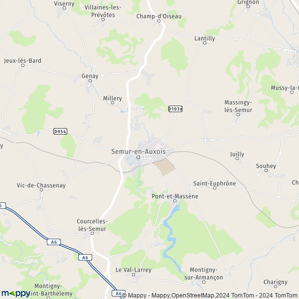 La carte pour la ville de Semur-en-Auxois 21140