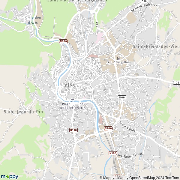 La carte pour la ville de Alès 30100