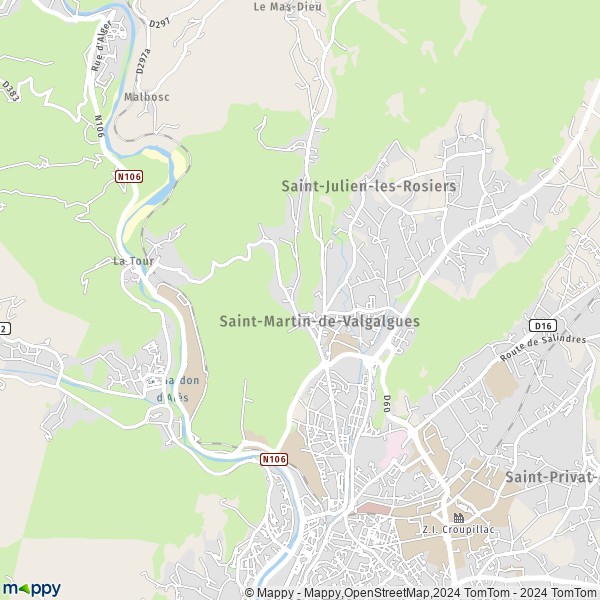 La carte pour la ville de Saint-Martin-de-Valgalgues 30520