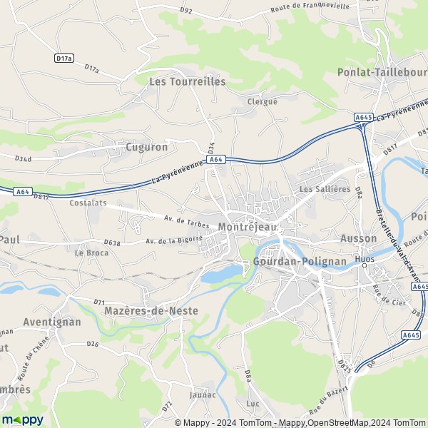 La carte pour la ville de Montréjeau 31210