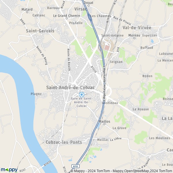 La carte pour la ville de Saint-André-de-Cubzac 33240