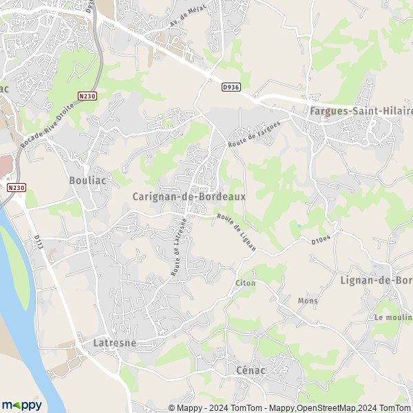 La carte pour la ville de Carignan-de-Bordeaux 33360