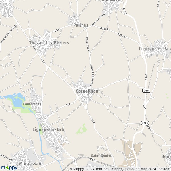 La carte pour la ville de Corneilhan 34490