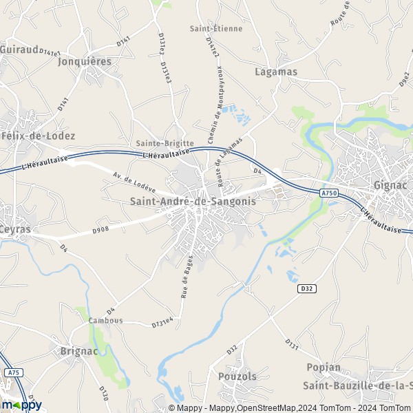 La carte pour la ville de Saint-André-de-Sangonis 34725