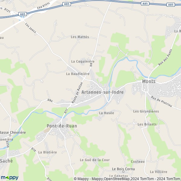 La carte pour la ville de Artannes-sur-Indre 37260