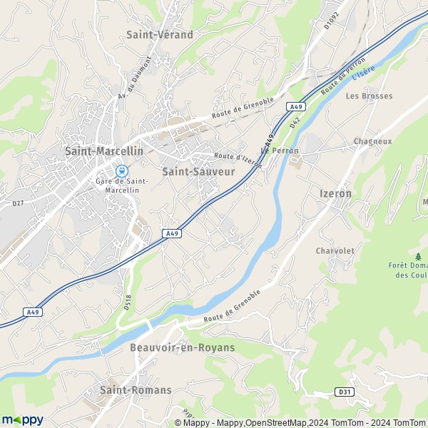 La carte pour la ville de Saint-Sauveur 38160