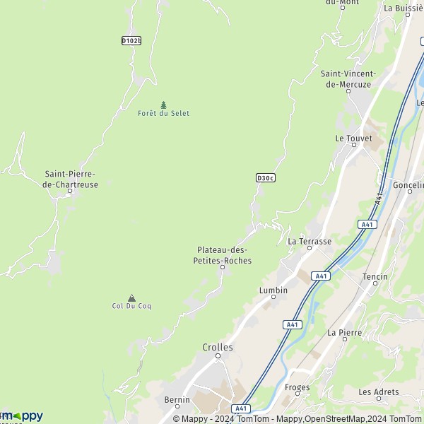La carte pour la ville de Saint-Bernard-du-Touvet, 38660 Plateau-des-Petites-Roches