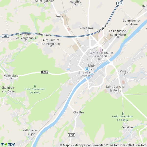 La carte pour la ville de Blois 41000