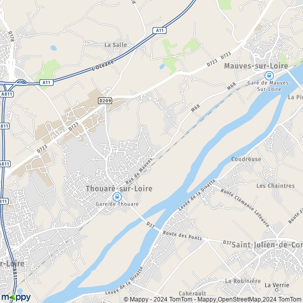 La carte pour la ville de Thouaré-sur-Loire 44470