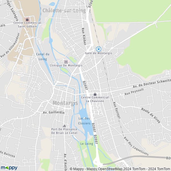 La carte pour la ville de Montargis 45200