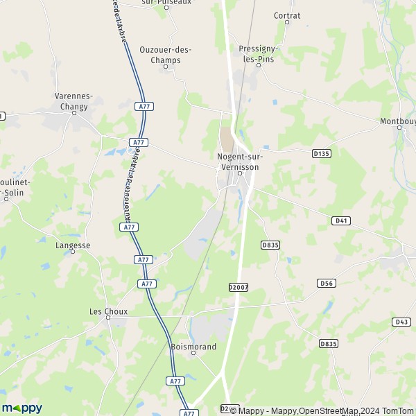 La carte pour la ville de Nogent-sur-Vernisson 45290