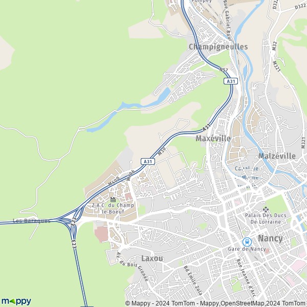 La carte pour la ville de Maxéville 54320