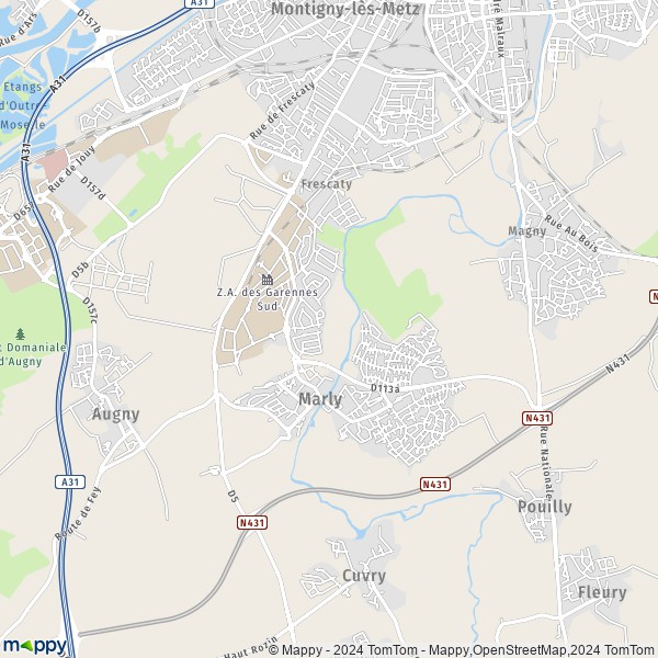 La carte pour la ville de Marly 57155