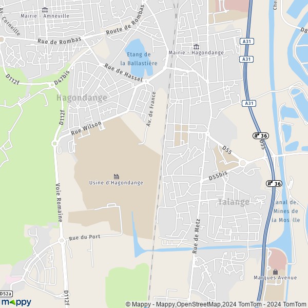 La carte pour la ville de Hagondange 57300