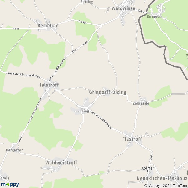 La carte pour la ville de Grindorff-Bizing 57480