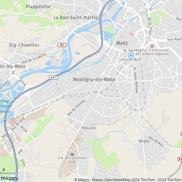 La carte pour la ville de Montigny-lès-Metz 57950