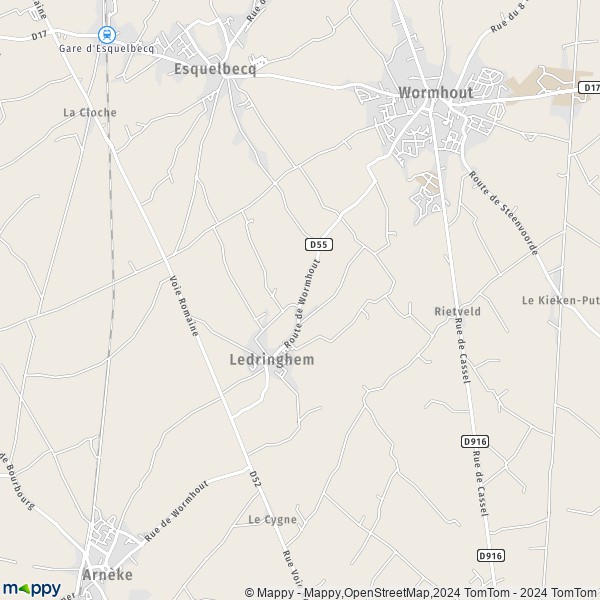 La carte pour la ville de Ledringhem 59470
