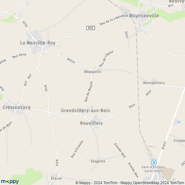 La carte pour la ville de Grandvillers-aux-Bois 60190