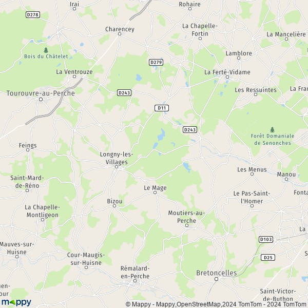 La carte pour la ville de Longny-les-Villages 61290