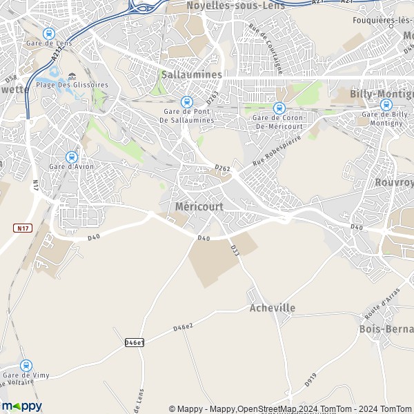La carte pour la ville de Méricourt 62680