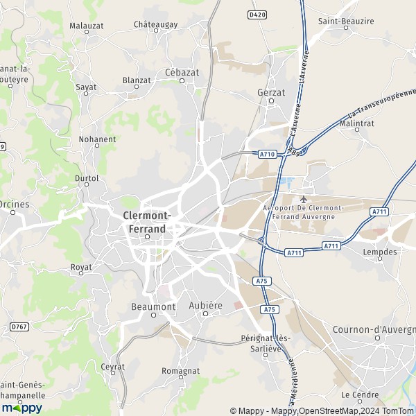 La carte pour la ville de Clermont-Ferrand 63000-63100