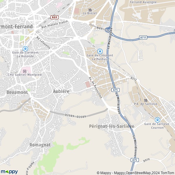 La carte pour la ville de Aubière 63170