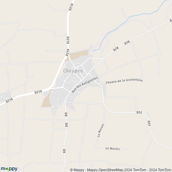 La carte pour la ville de Chappes 63720