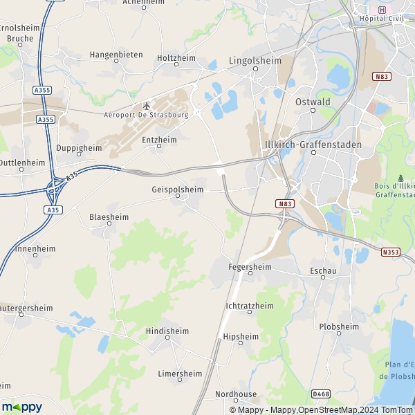 La carte pour la ville de Geispolsheim 67118