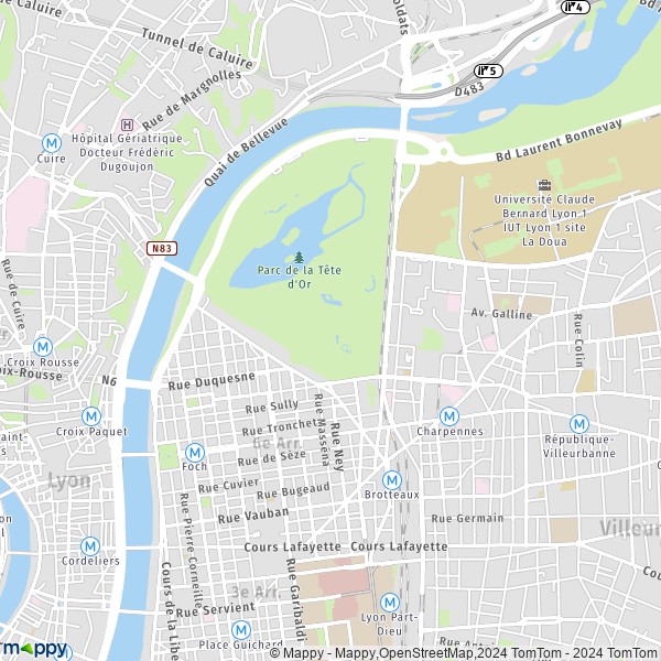 La carte pour la ville de 6e Arrondissement, Lyon