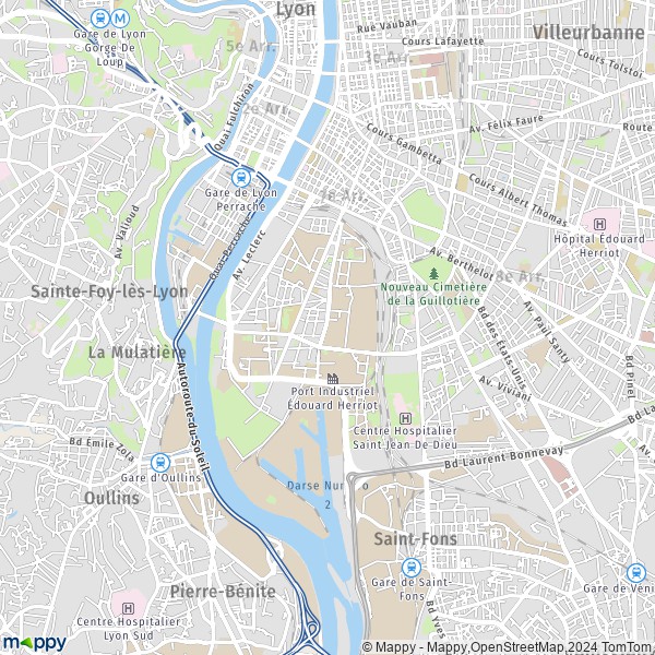 La carte pour la ville de 7e Arrondissement, Lyon