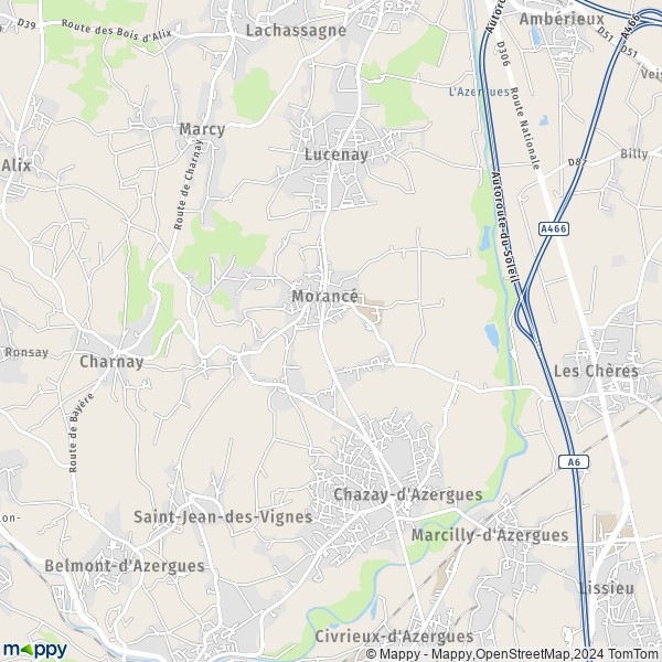 La carte pour la ville de Morancé 69480