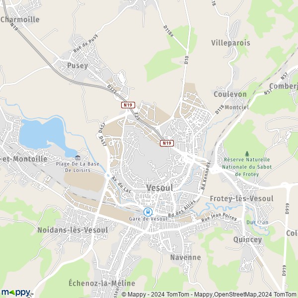 La carte pour la ville de Vesoul 70000