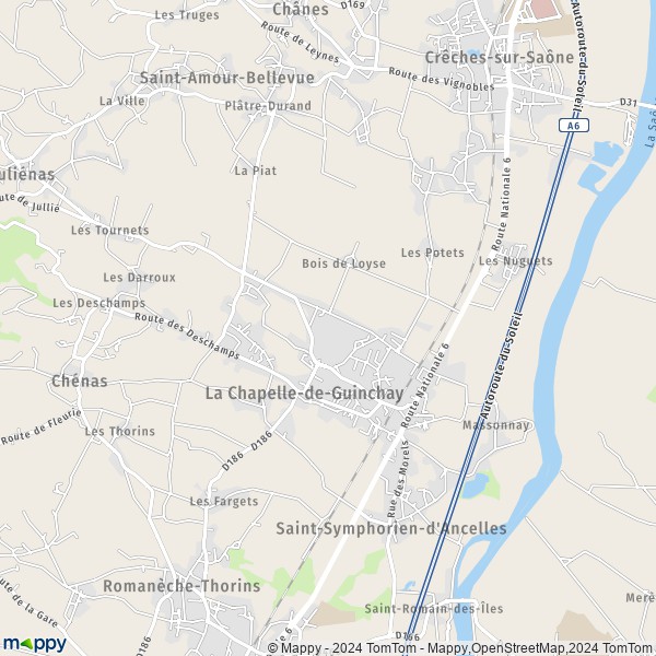 La carte pour la ville de La Chapelle-de-Guinchay 71570