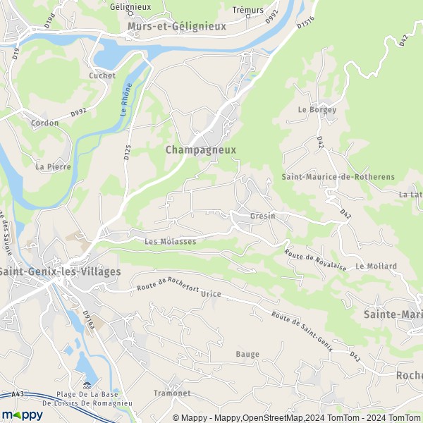 La carte pour la ville de Saint-Genix-sur-Guiers, 73240 Saint-Genix-les-Villages