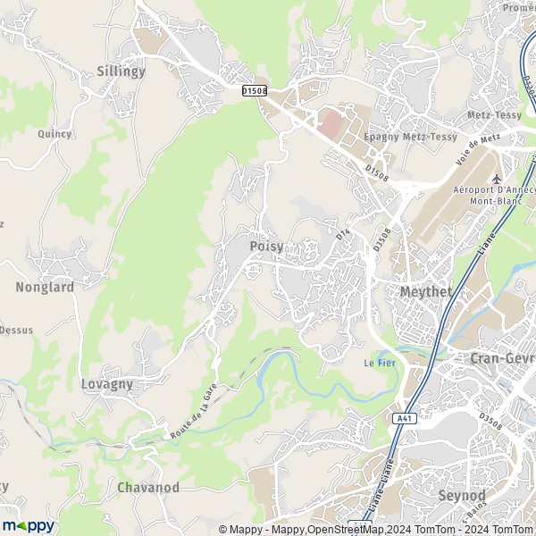 La carte pour la ville de Poisy 74330