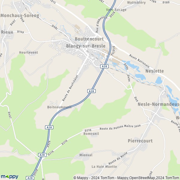 La carte pour la ville de Blangy-sur-Bresle 76340